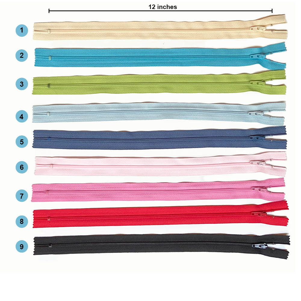 YKK 12-inch zippers in nine colours – studiofabricshop