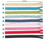 YKK 12-inch zippers in nine colours