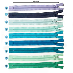 YKK 9-inch zippers in 26 great colours