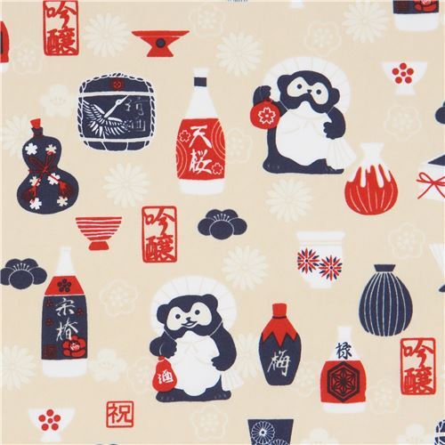 Sake and Tanuki Fabric in Cream by Trans-Pacific Textiles