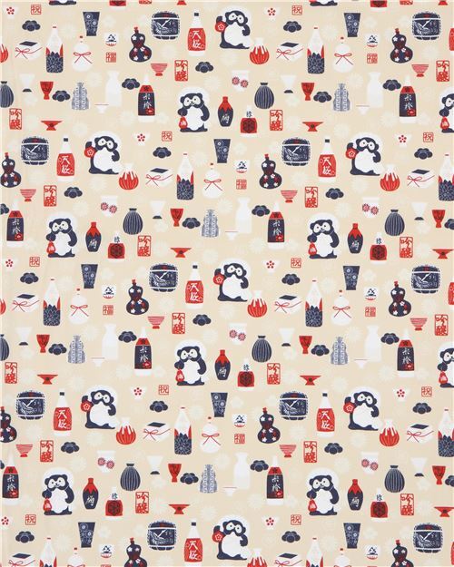 Sake and Tanuki Fabric in Cream by Trans-Pacific Textiles