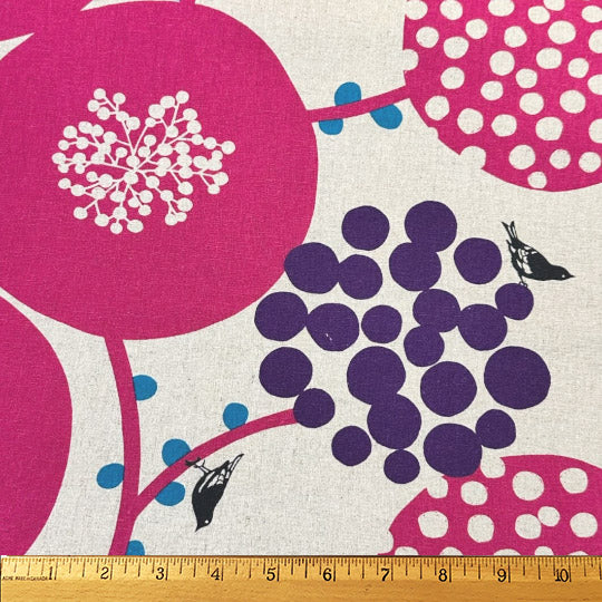Big Berry COTTON LINEN in Fuschia from the Echino Collection by Etsuko Furuya for Kokka Japan - wide