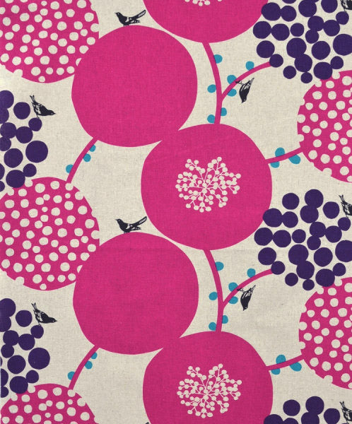 Big Berry COTTON LINEN in Fuschia from the Echino Collection by Etsuko Furuya for Kokka Japan - wide