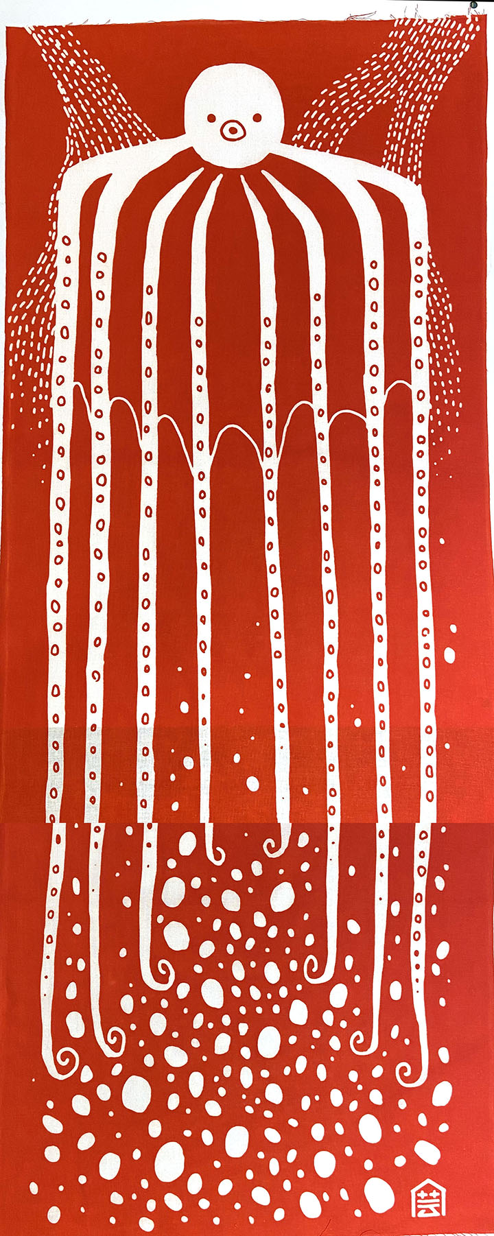 Japanese Cotton Tenugui: Friendly Octopus