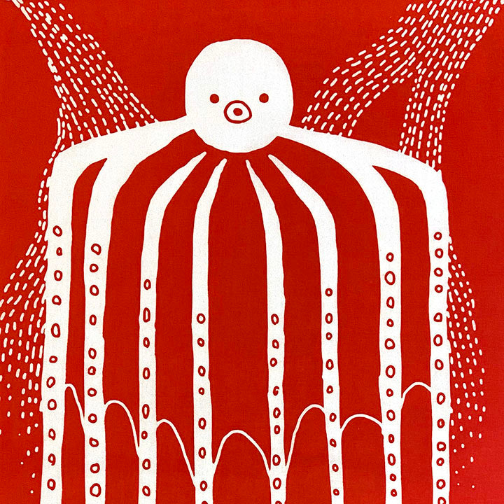 Japanese Cotton Tenugui: Friendly Octopus