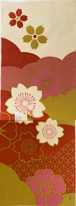 Japanese Cotton Tenugui: Cherry Blossom Brocade