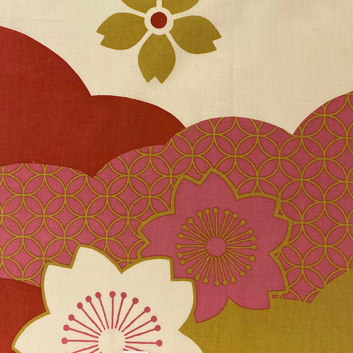 Japanese Cotton Tenugui: Cherry Blossom Brocade