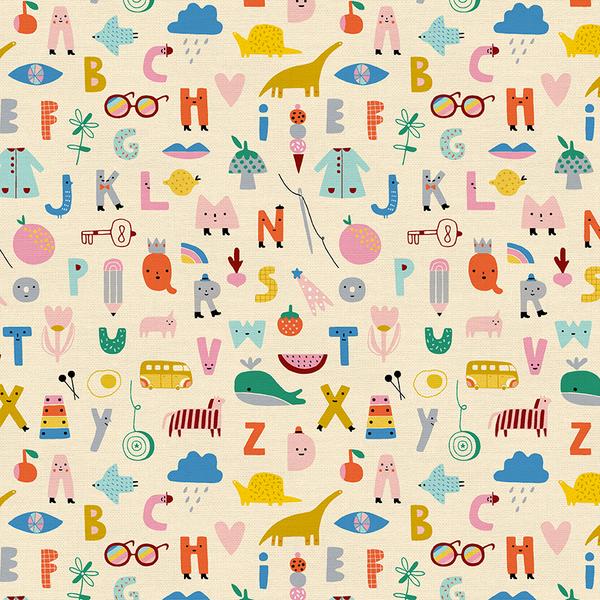 ABC Alphabet in Cream by Suzy Ultman for Paintbrush Studio Fabrics