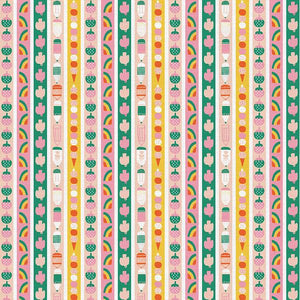 Pencil Stripe in Green/Red by Suzy Ultman for Paintbrush Studio Fabrics