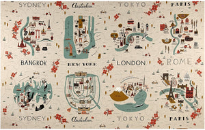City Maps CANVAS in Natural, Les Fleurs Collection by Rifle Paper Co. for Cotton + Steel