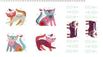 Stitch Cats Panel in White by Clothworks