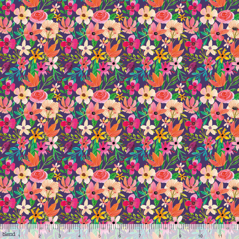 Floral Mixture in Plum by Blend Fabrics