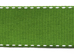Green Grosgrain Ribbon with contrast stitching (25mm)
