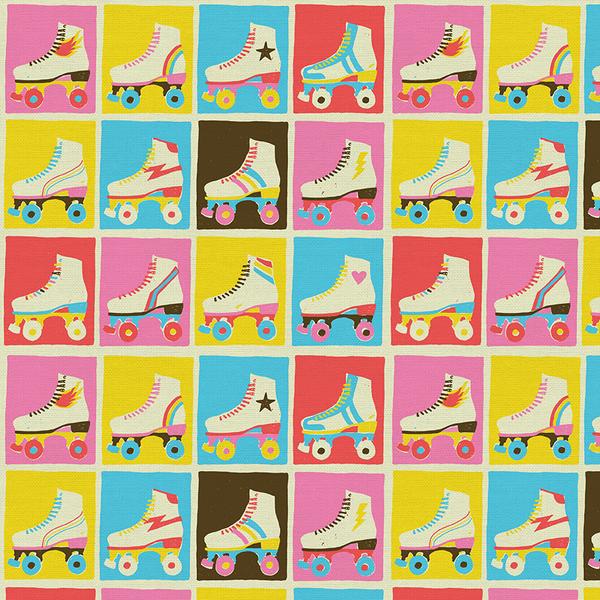 Let the Good Times Roll Retro Roller Skates by Lysa Flower for Paintbrush Studio Fabrics