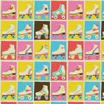 Let the Good Times Roll Retro Roller Skates by Lysa Flower for Paintbrush Studio Fabrics