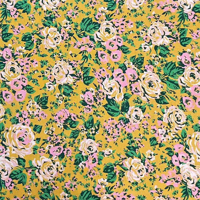 Bright Big Roses in Olive by Annabel Wrigley for Windham Fabrics