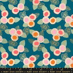 Embroidered Floral in Teal by Sarah Watts for Ruby Star Society