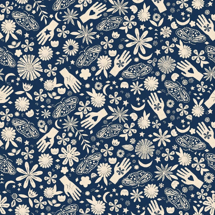 Moonglow Quiltback (108" WIDE) in Navy by Alexia Marcelle Abegg for Ruby Star Society