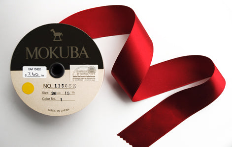 Wide Red Satin Ribbon from Mokuba (36mm)
