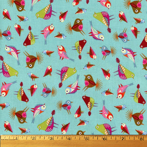 Stitch Birds Tossed in Blue by Clothworks