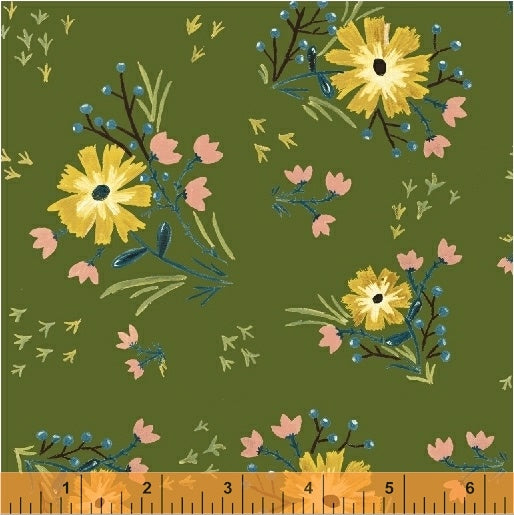 Large Floral in Avocado by Amy Gibson for Windham Fabrics